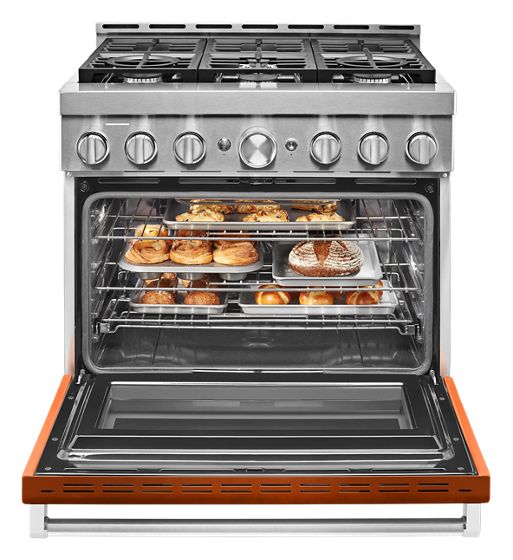 36" KitchenAid 5.1 Cu. Ft. Smart Commercial-Style Gas Range With 6 Burners - KFGC506JSC