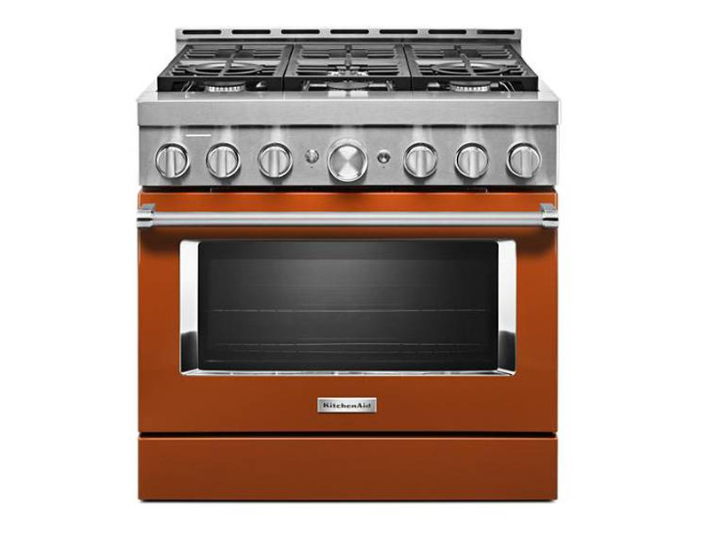 36" KitchenAid 5.1 Cu. Ft. Smart Commercial-Style Gas Range With 6 Burners - KFGC506JSC