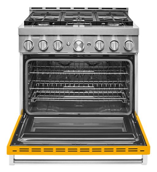 36" KitchenAid 5.1 Cu. Ft. Yellow Pepper Gas Sealed Burner Range - KFGC506JYP