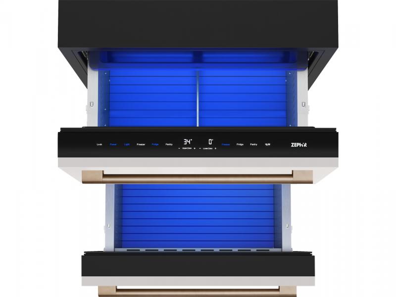 24" Zephyr Presrv  3.9 Cu. Ft. Panel Ready Refrigerator Freezer Drawers - PRRFD24C2AP