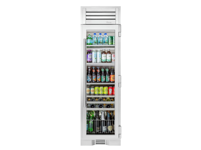 24" True Residential Beverage Column Right Hinge Stainless Glass Door Refrigerator - TR-24BEV-R-SG-A