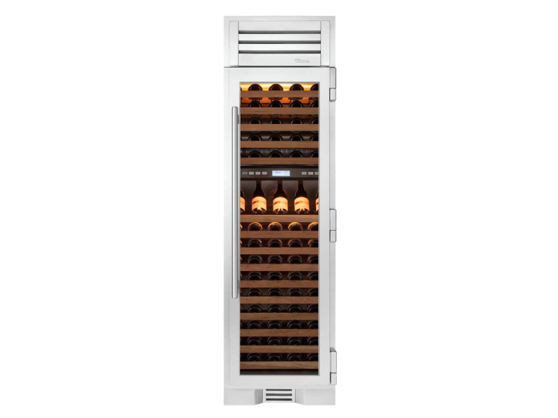 24" True Residential Dual Zone Right Hinge Wine Column with Stainless Glass Door - TR-24DZW-R-SG-A