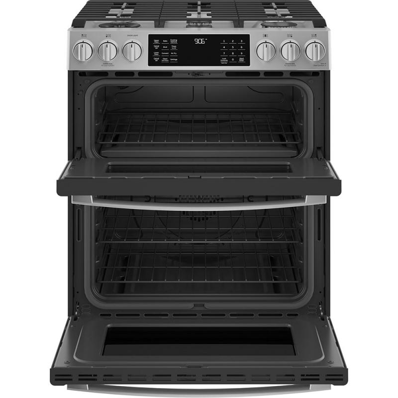 30" GE Profile Slide-In Double Oven Gas Range With Wifi In Stainless Steel - PCGS960YPFS