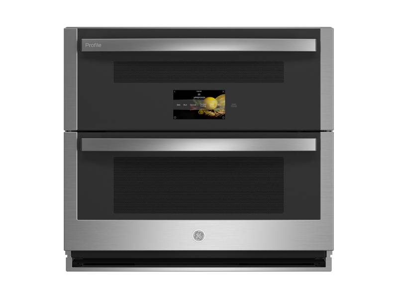 30" GE Profile 5.0 Cu. Ft. Smart Built-In Twin Flex Convection Wall Oven In Stainless Steel - PTS9200SNSS